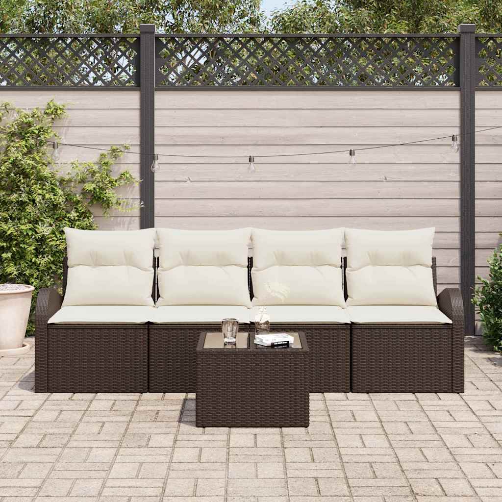 Set Divano da Giardino 5 pcs Marrone 55 x 55 x 37 cm