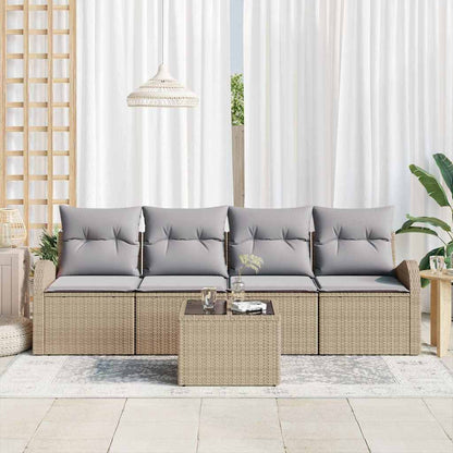 Set Divano da Giardino 5 pcs Beige 55 x 55 x 37 cm Poly Rattan