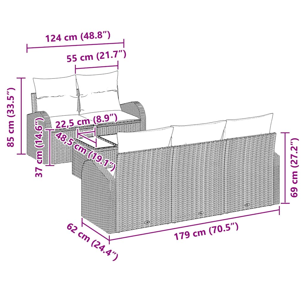 Set Divano da Giardino Grigio 55 x 55 x 37 cm polyrattan | homemem39