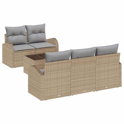 Set Divano da Giardino 6 pcs Beige 55 x 55 x 37 cm Poly Rattan