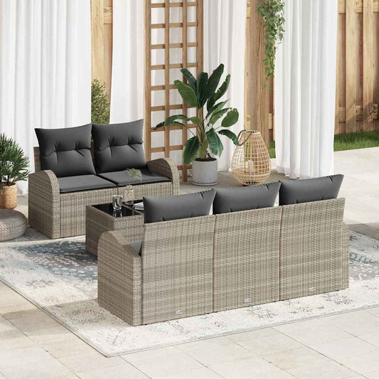 Set Divano da Giardino 6 pcs Grigio chiaro 55 x 55 x 37 cm