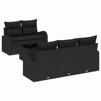 Set Divano da Giardino 6 pcs Nero 55 x 55 x 37 cm Poly Rattan