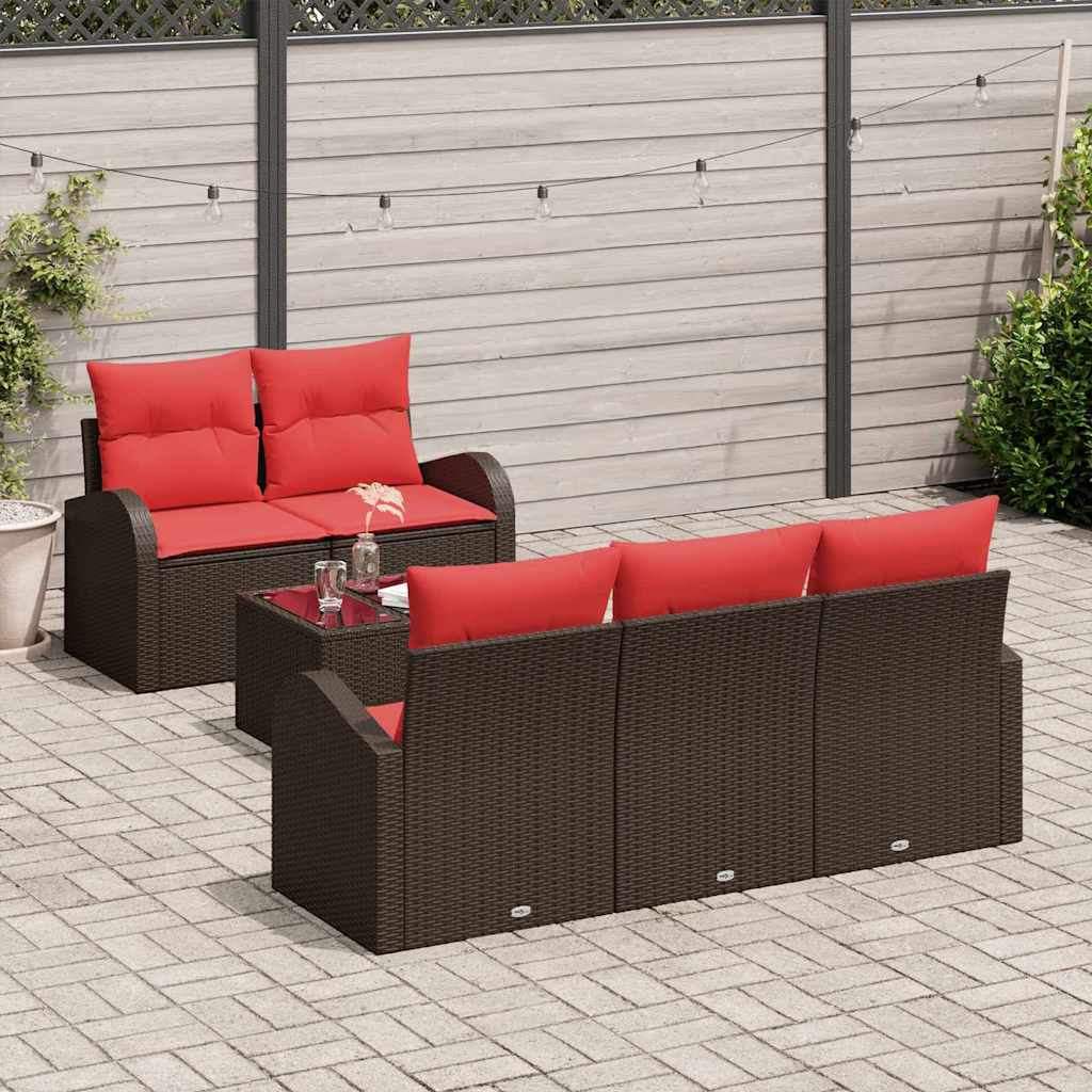 Set di divani con cuscino 6 pcs Marrone Poliestere | homemem39