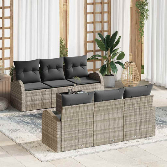 Set Divano da Giardino 7 pcs Grigio chiaro 55 x 55 x 37 cm