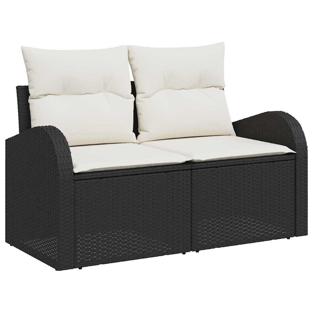 Set Divano da Giardino 7 pcs Nero 55 x 55 x 37 cm Poly Rattan