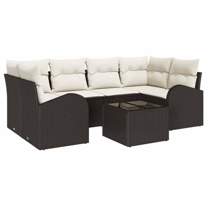 Set Divano da Giardino 7 pz Marrone polyrattan