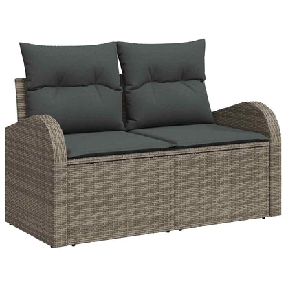 Set Divano da Giardino 7 pcs Grigio 55 x 55 x 37 cm Poly Rattan
