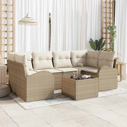 Set Divano da Giardino 7 pcs Beige 55 x 55 x 37 cm Poly Rattan