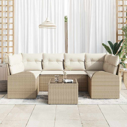 Set Divano da Giardino 7 pcs Beige 55 x 55 x 37 cm Poly Rattan