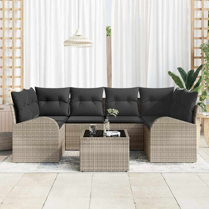 Set Divano da Giardino 7 pcs Grigio chiaro 55 x 55 x 37 cm