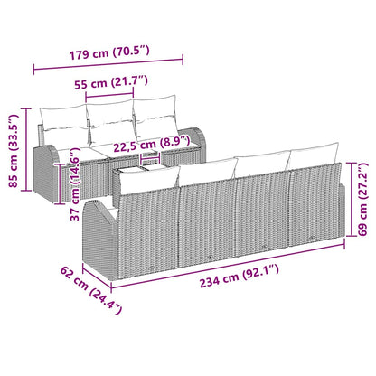 Set Divano da Giardino 8 pcs Marrone 55 x 55 x 37 cm polyrattan