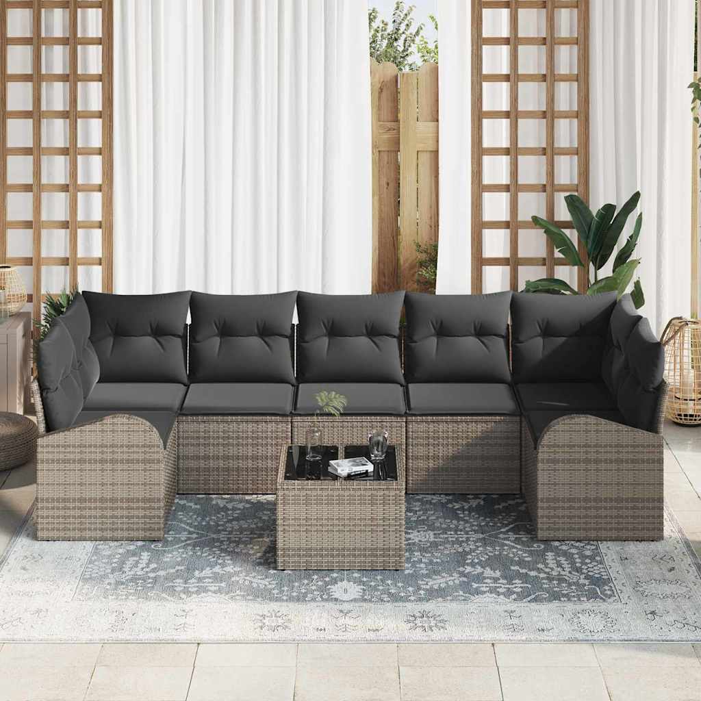 Set Divano da Giardino 8 pcs Grigio 55 x 55 x 37 cm polyrattan