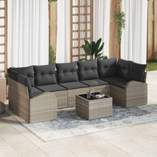 Set Divano da Giardino 8 pcs Grigio chiaro 55 x 55 x 37 cm