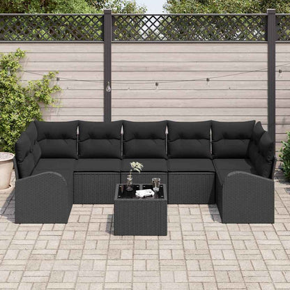 Set Divano da Giardino 8 pcs Nero 55 x 55 x 37 cm polyrattan