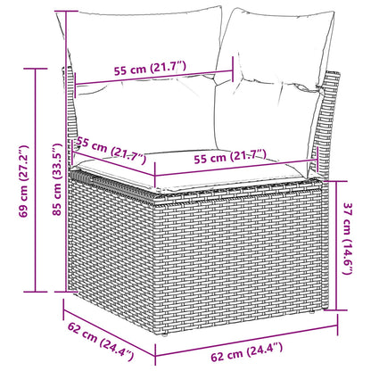 Set Divano da Giardino 8 pz 7-Numero di posti Marrone e Rosso