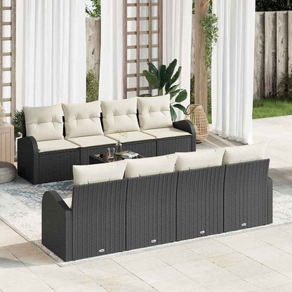 Set Divano da Giardino 7 pcs Nero e Beige 55 x 55 x 37 cm