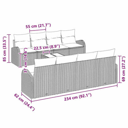 Set Divano da Giardino 7 pcs Nero e Beige 55 x 55 x 37 cm