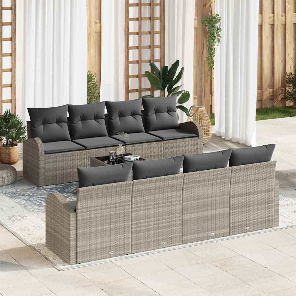 Set Divano da Giardino 7 pcs Grigio chiaro 55 x 55 x 37 cm