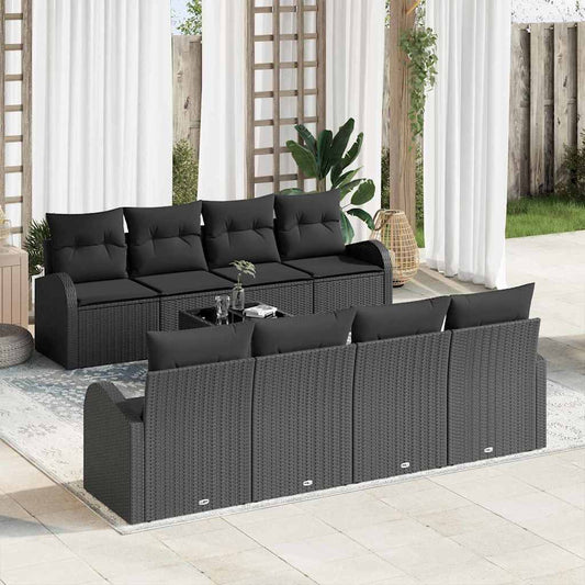 Set Divano da Giardino 7 pcs Nero 55 x 55 x 37 cm polyrattan