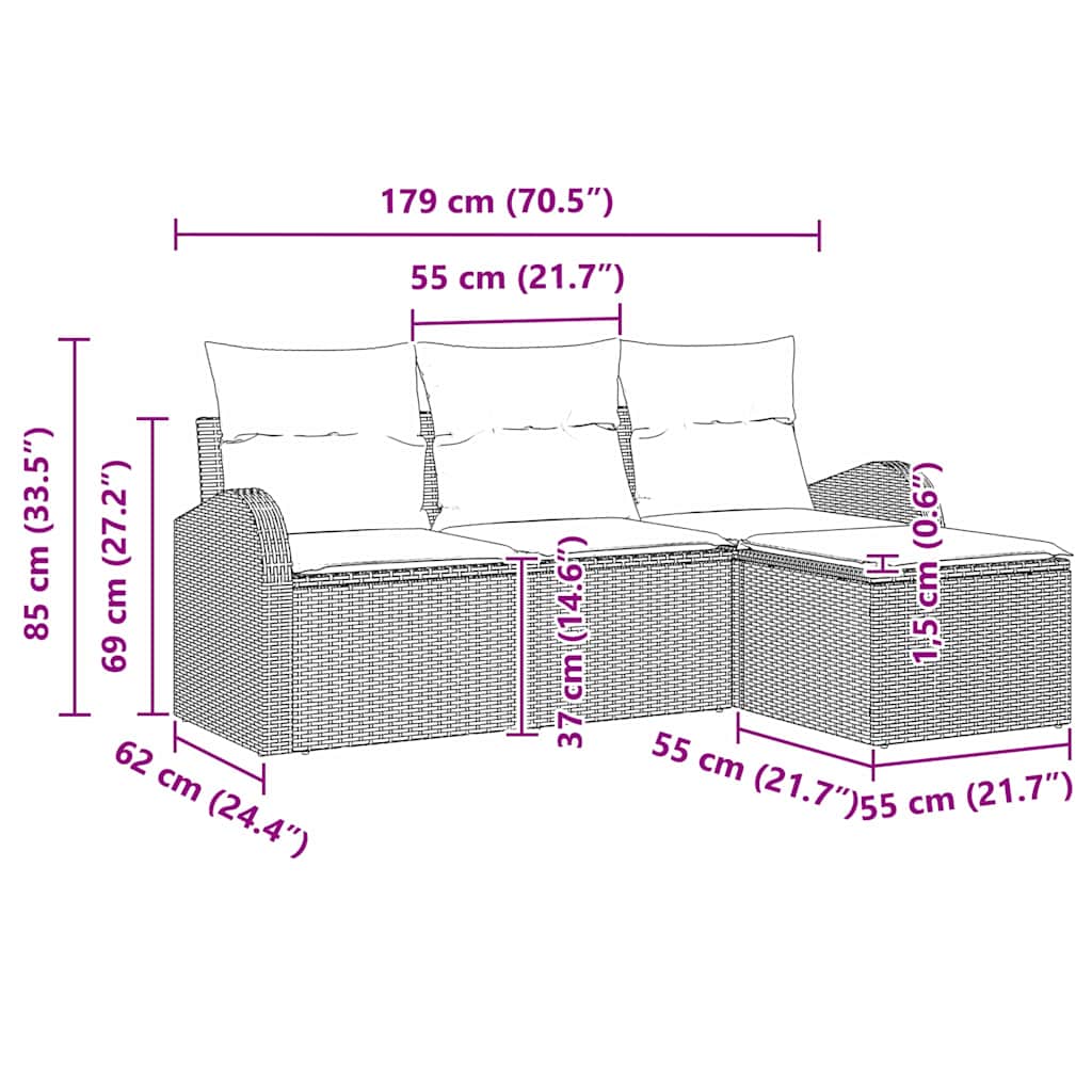 Set Divano da Giardino Grigio polyrattan | homemem39