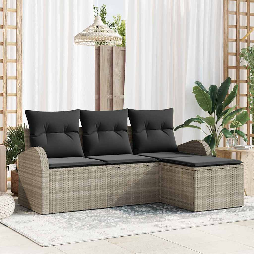 Set Divano da Giardino Grigio chiaro polyrattan | homemem39