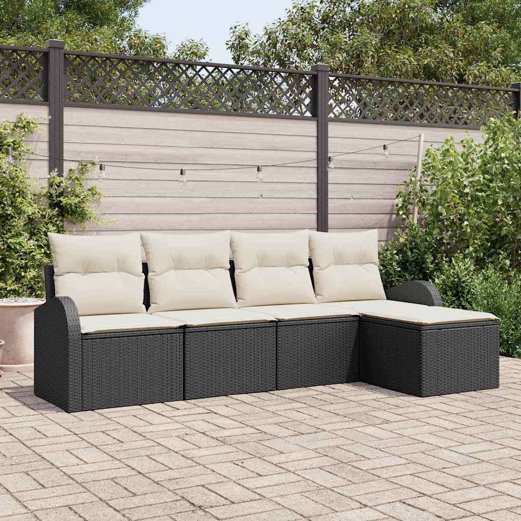 Set Divano da Giardino 5 pcs Nero polyrattan | homemem39
