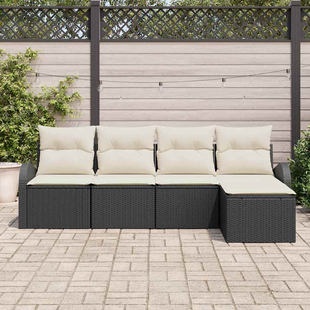 Set Divano da Giardino 5 pcs Nero polyrattan | homemem39