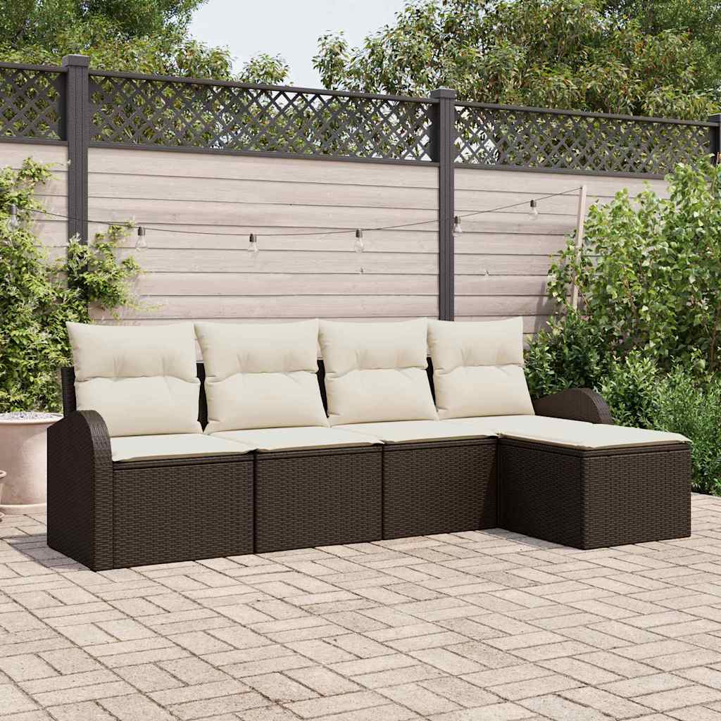 Set Divano da Giardino 5 pcs Marrone polyrattan | homemem39