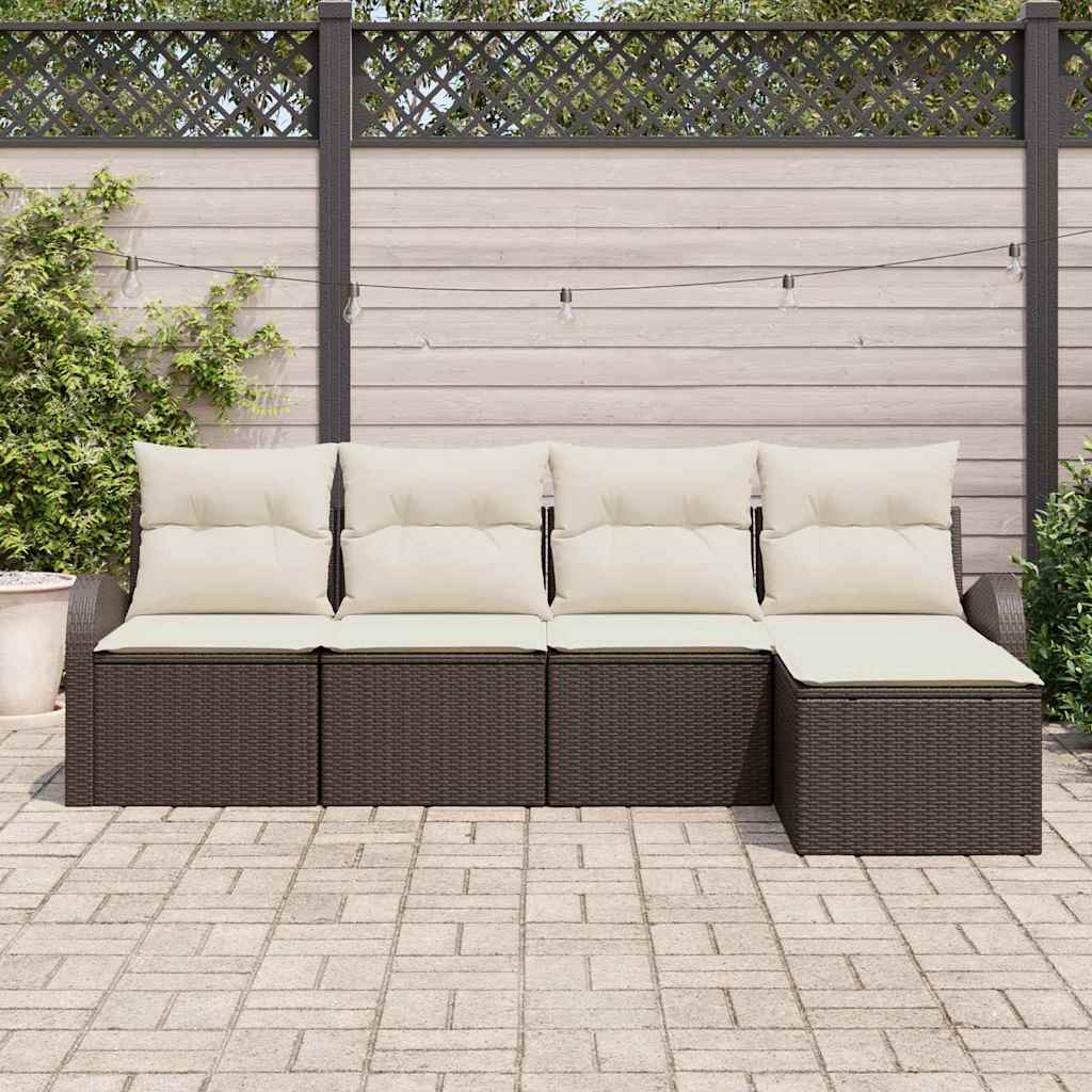 Set Divano da Giardino 5 pcs Marrone polyrattan | homemem39