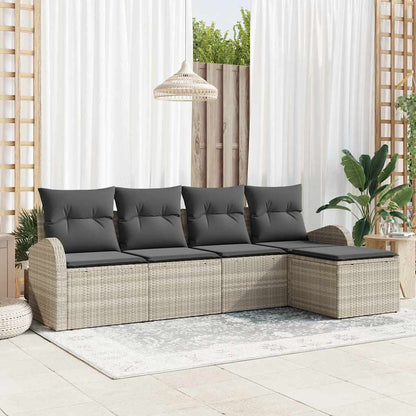 Set Divano da Giardino 5 pcs Grigio chiaro polyrattan | homemem39