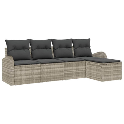 Set Divano da Giardino 5 pcs Grigio chiaro polyrattan | homemem39