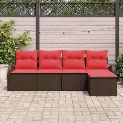 Set Divano da Giardino 5 pcs Marrone polyrattan | homemem39