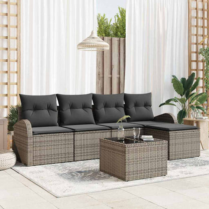 Set Divano da Giardino 6 pcs Grigio polyrattan | homemem39