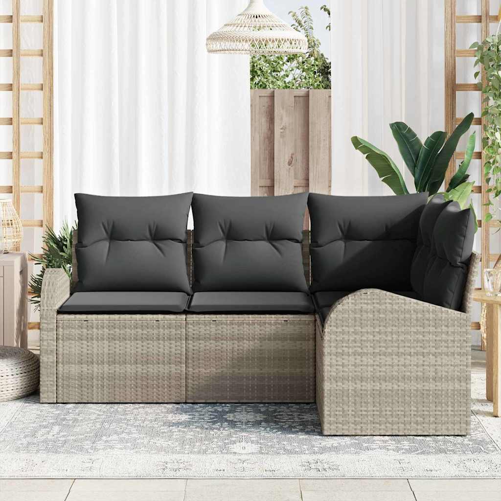 Set Divano da Giardino 4 pcs Grigio chiaro polyrattan | homemem39