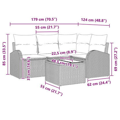 Set Divano da Giardino 5 pz Nero polyrattan | homemem39