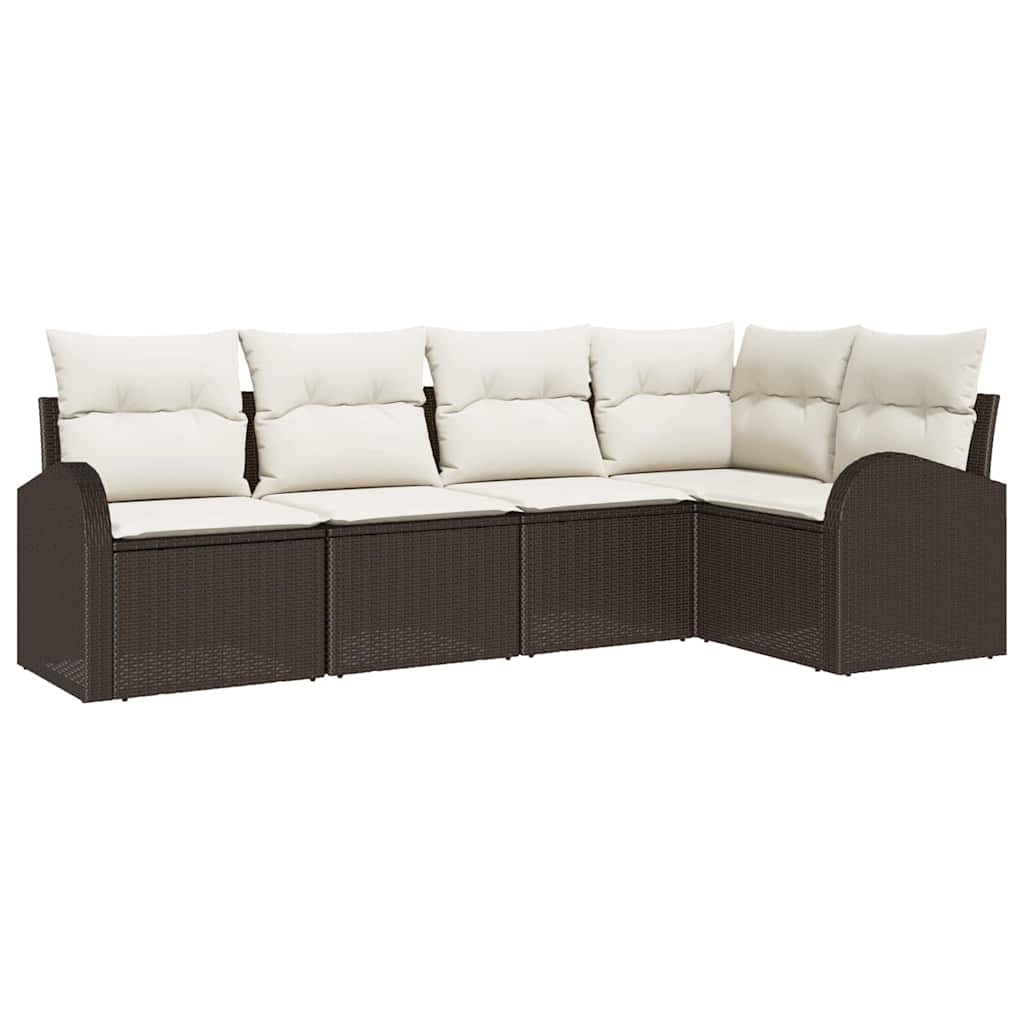 Set di divani con cuscino 5 pcs Marrone Poliestere | homemem39