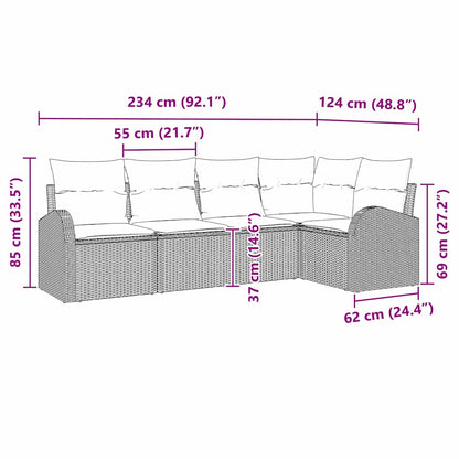 Set di divani con cuscino 5 pcs Marrone Poliestere | homemem39