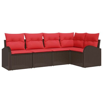 Set Divano da Giardino 5 pcs Marrone polyrattan | homemem39