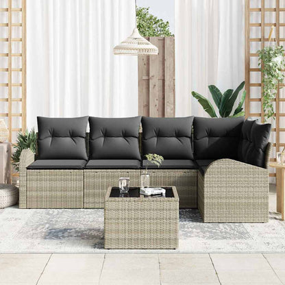 Set di divani con cuscino 6 pcs Grigio chiaro Poliestere | homemem39