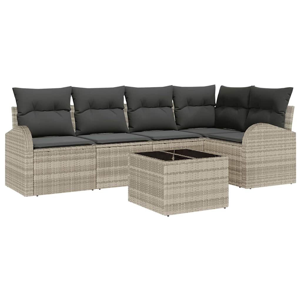 Set di divani con cuscino 6 pcs Grigio chiaro Poliestere | homemem39