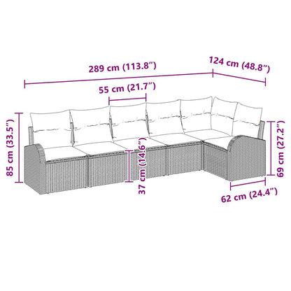 Set Divano da Giardino con cuscino 6 pcs Beige Poly Rattan | homemem39