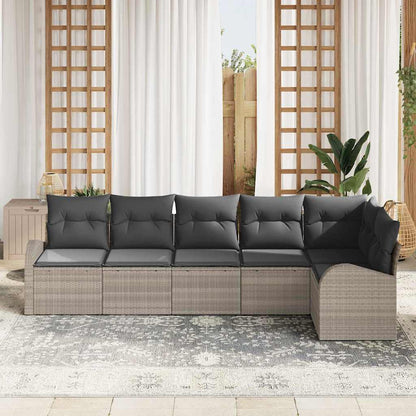 Set Divano da Giardino 6 pcs Grigio chiaro Poly Rattan | homemem39