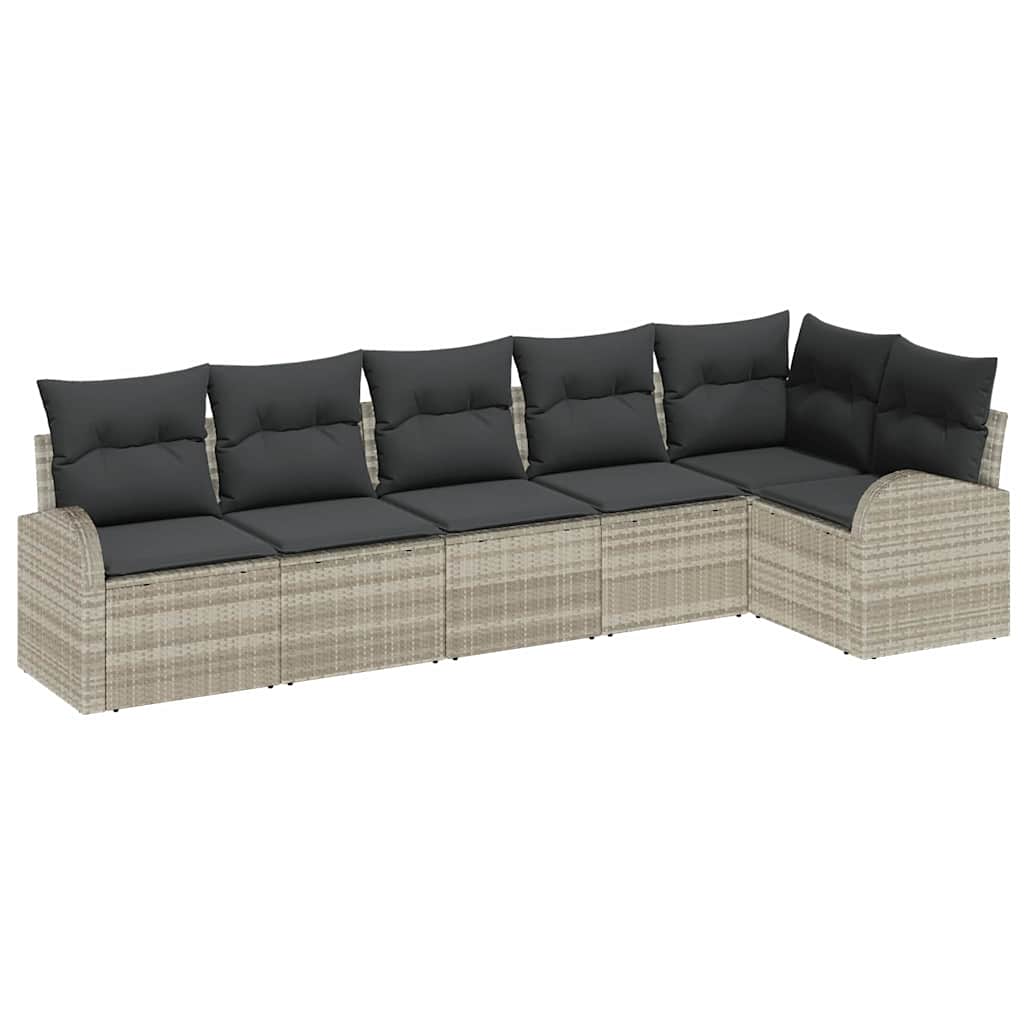 Set Divano da Giardino 6 pcs Grigio chiaro Poly Rattan | homemem39