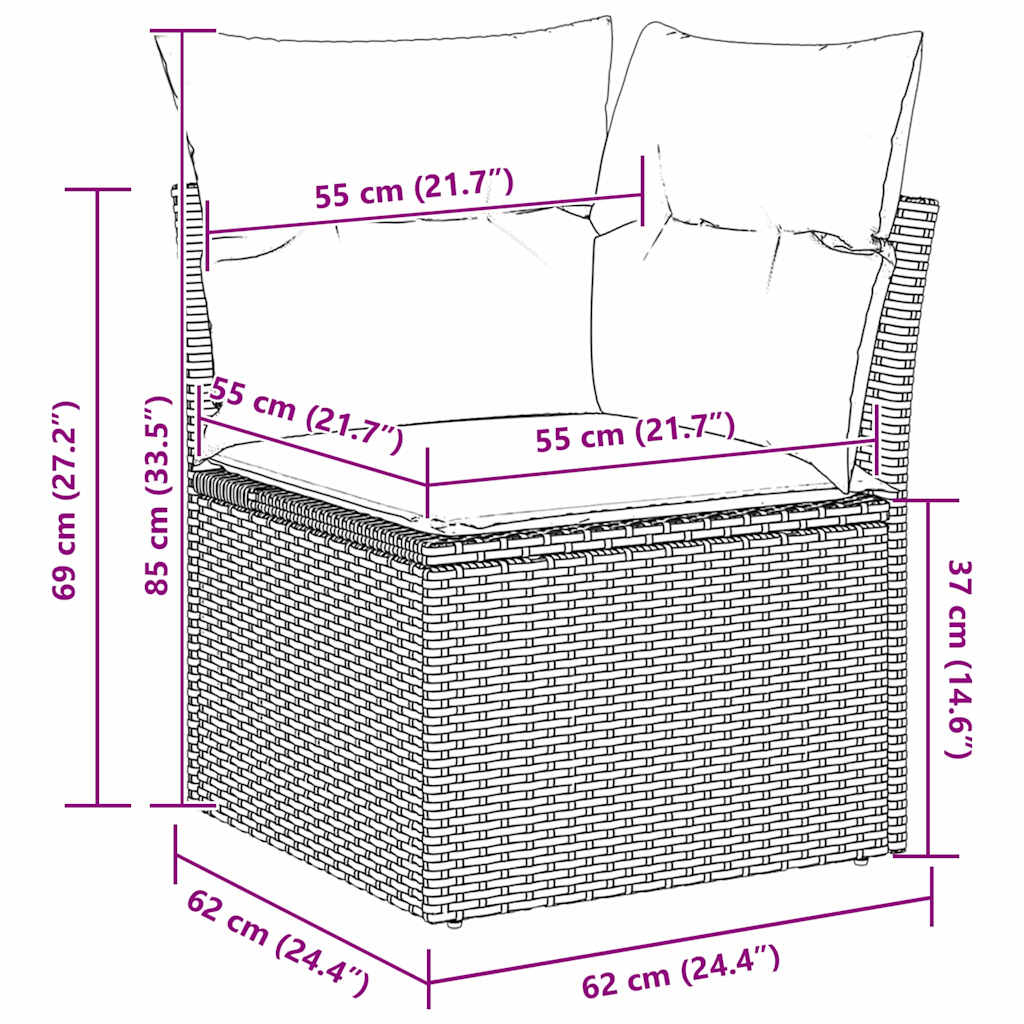 Set Divano da Giardino 9 pz 8-Numero di posti Marrone e Crema