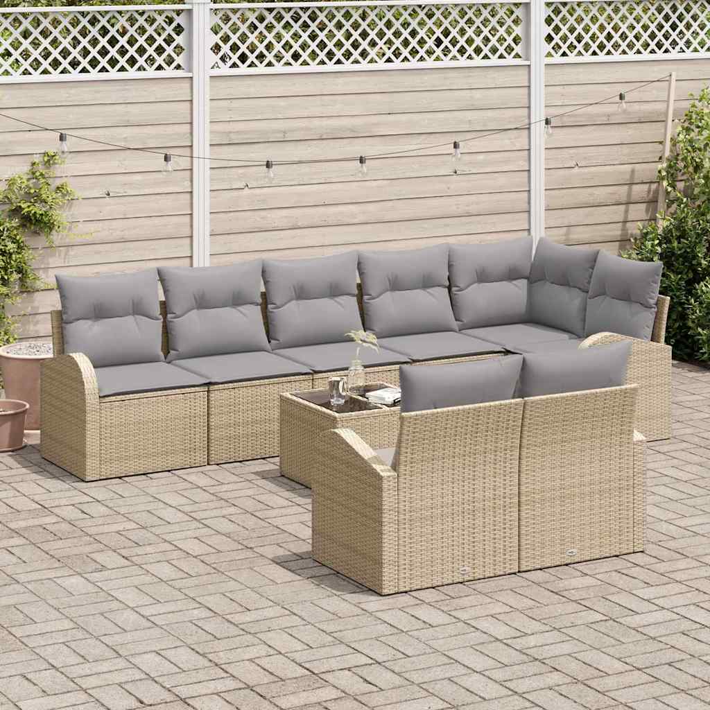 Set Divano da Giardino 9 pcs Beige 55 x 55 x 37 cm Poly Rattan