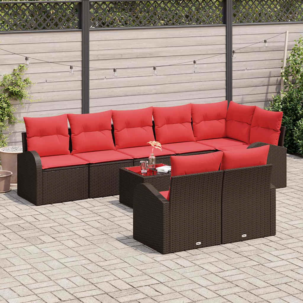 Set Divano da Giardino 9 pcs Marrone polyrattan | homemem39