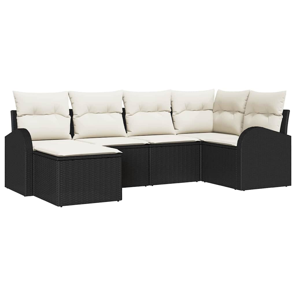 Set Divano da Giardino 6 pz Nero polyrattan | homemem39