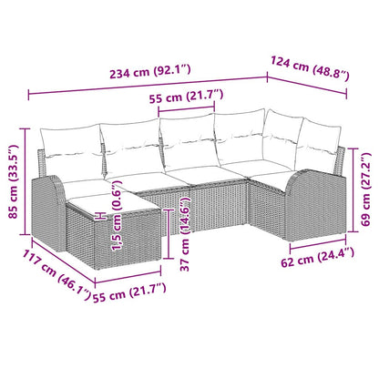 Set Divano da Giardino 6 pz Nero polyrattan | homemem39