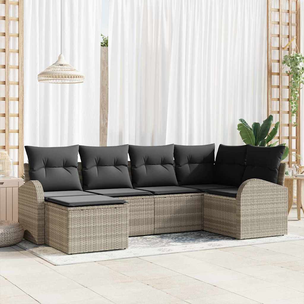 Set Divano da Giardino Grigio chiaro polyrattan | homemem39