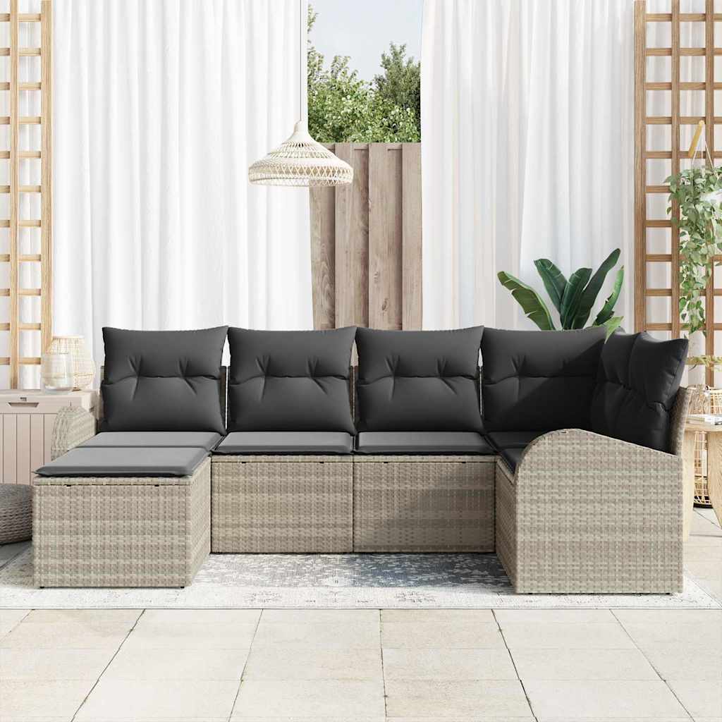 Set Divano da Giardino Grigio chiaro polyrattan | homemem39